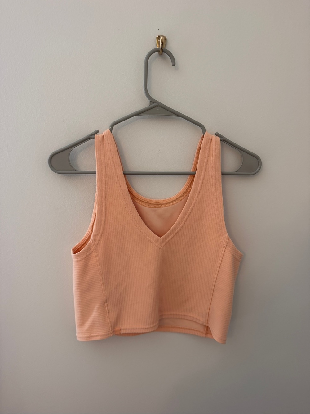 lululemon athletica Peach Ribbed V-Neck Crop Top